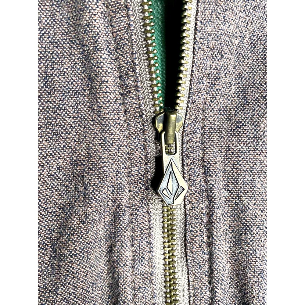 Volcom womens‎ size Medium Brown Dreamstate Bomber Hooded Jacket pockets lined - Picture 3 of 12